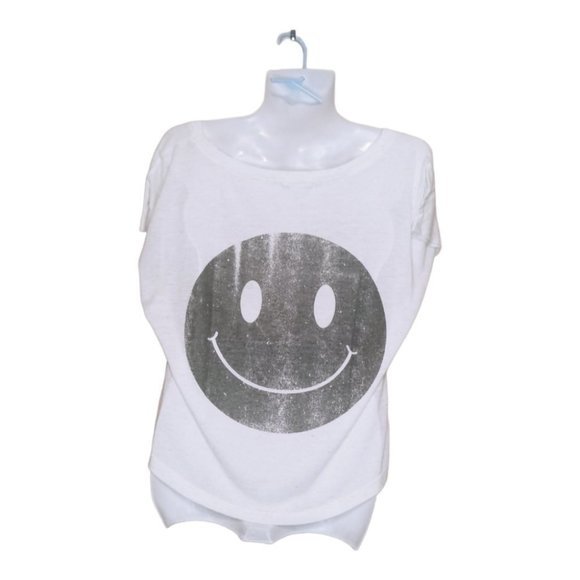 Bling Be Happy Loose Crop Top with‎ Smiley Face Size S - Picture 2 of 5